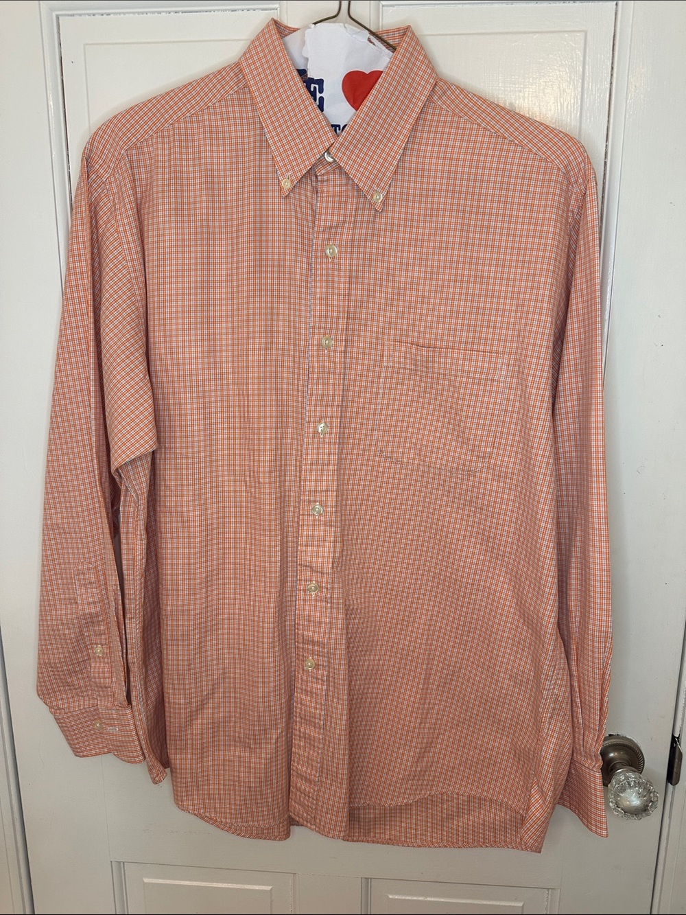 Brooks Brothers Orange Check Button-Down Shirt size L EUC‎